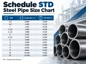 Schedule STD Steel Pipe Size Chart