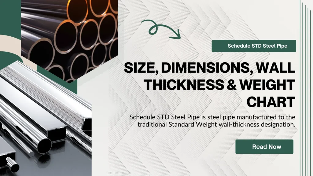 Schedule STD Steel Pipe: Size, Dimensions, Wall Thickness & Weight Chart